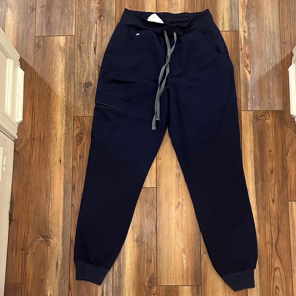 Figs Navy Blue Jogger Pants with Elastic Yoga Waist
